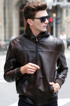 Men's leather jackets with a hood