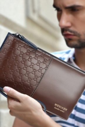 Men's leather purses: varieties and features of choice