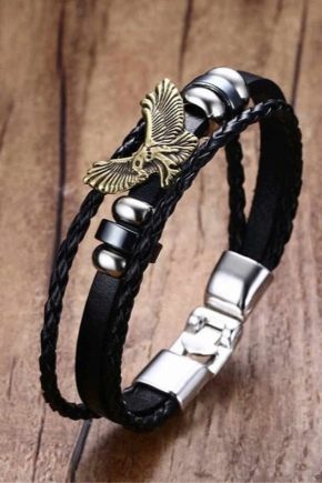 Men's leather bracelets with silver