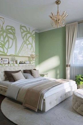 What curtains go well with green wallpaper in the bedroom?
