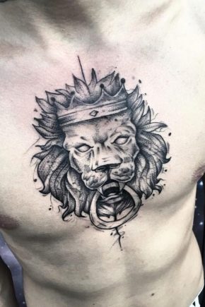 Viss par vīriešu krūšu kaula lauvas tetovējumiem