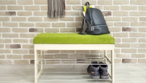 Benches with a shelf for shoes in the hallway