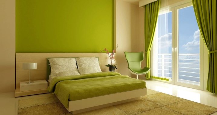 Bedroom interior in shades of green