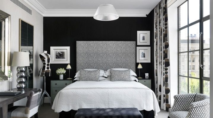 Црно -бела декорација спаваће собе