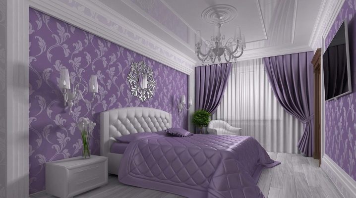 Bedroom in purple tones - an unusual solution
