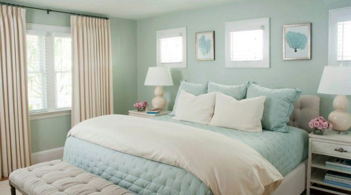 غرفة نوم بألوان النعناع