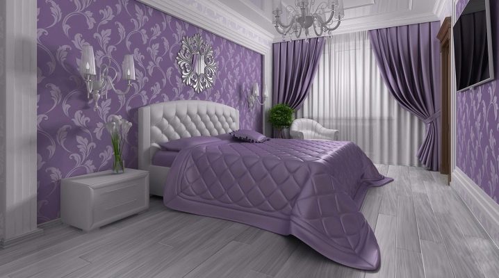 Bedroom in lilac tones