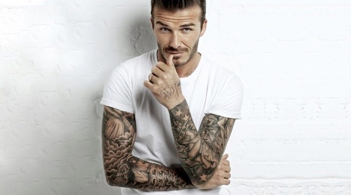 Black and white tattoo for men in the form of a sleeve