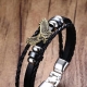 Men's leather bracelets with silver