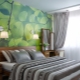 Green wallpaper in the interior of the bedroom