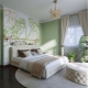 What curtains go well with green wallpaper in the bedroom?